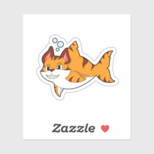 Sticker Le chat tigre comme requin dans l'eau.PNG