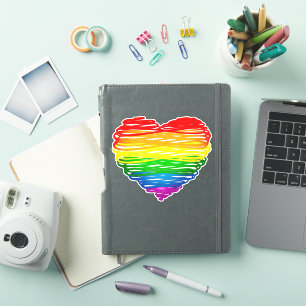 Sticker Le cœur arc-en-ciel de SlipperyJoe griffonné tourb