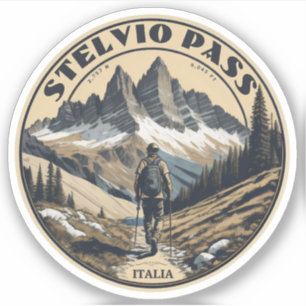 Sticker Le col du Stelvio passe de montagne Italie Suisse
