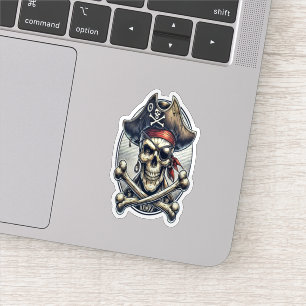 Sticker Le crâne à la broche dans le chapeau supérieur