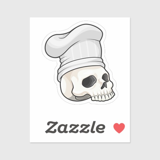 Sticker Le crâne cuisiné avec le casquette chef (Feuille)