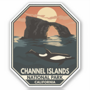 Sticker Le Dolphin Retro Emblem du Parc national des Îles-