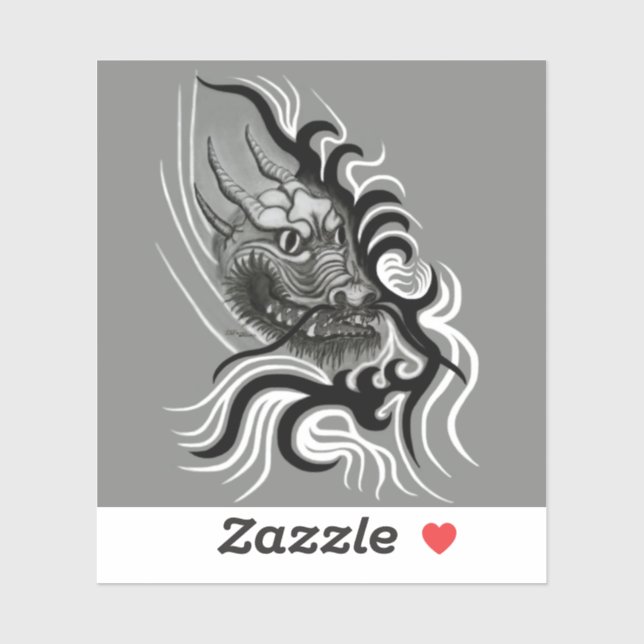 Sticker Le dragon chinois à la toiture de tatouage (Feuille)