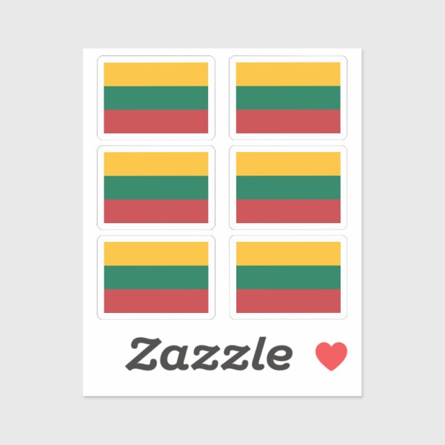 Sticker Le drapeau de Lituanie Collection pack de 6 (Feuille)