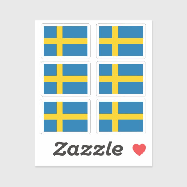 Sticker Le drapeau de Suède Collection pack de 6 (Feuille)