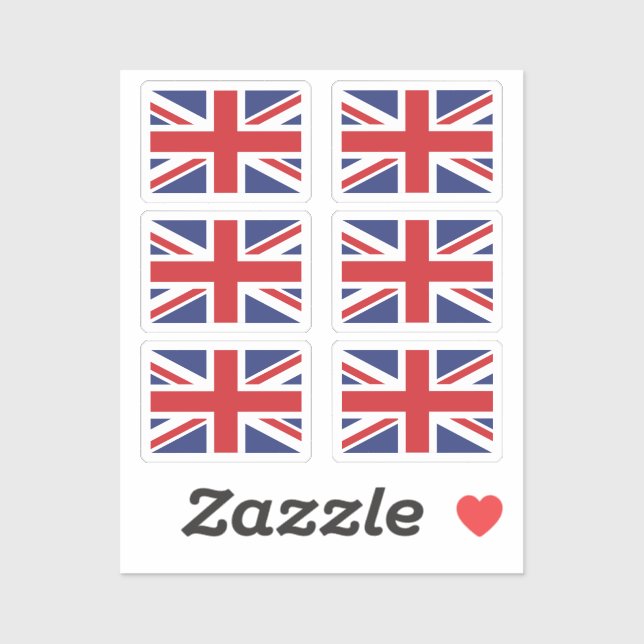 Sticker Le drapeau du Royaume-Uni Collection pack de 6 (Feuille)