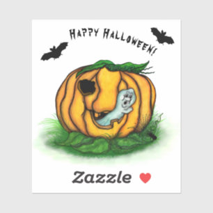 Sticker Le fantôme d'Halloween, chauve-souris, fantôme et 