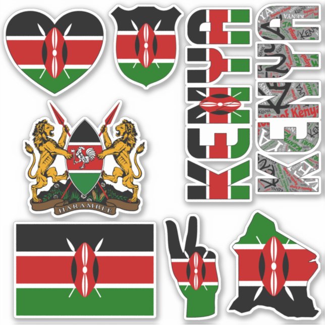 Sticker Le Kenya Extraordinaire forme les symboles nationa (Devant)