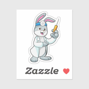 Sticker Le lapin comme docteur à la vaccination avec la se