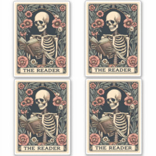 Sticker Le lecteur Skeleton Tarot Card