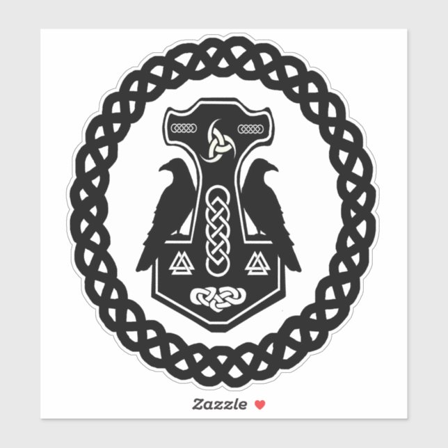 Sticker Le marteau de Celtic Knot Norse Thor (Feuille)