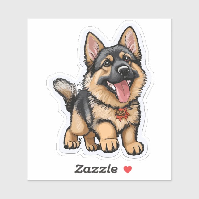 Sticker Le mignon berger allemand ❤️ berger allemand autoc (Feuille)