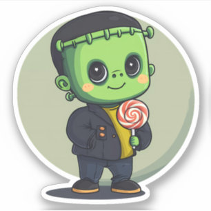 Sticker Le monstre de Frankenstein qui tient une sucette
