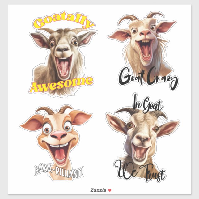 Sticker Le pack rigolote de chèvre (Feuille)
