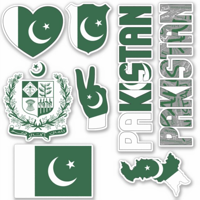 Sticker Le Pakistan Extraordinaire forme les symboles nati (Devant)
