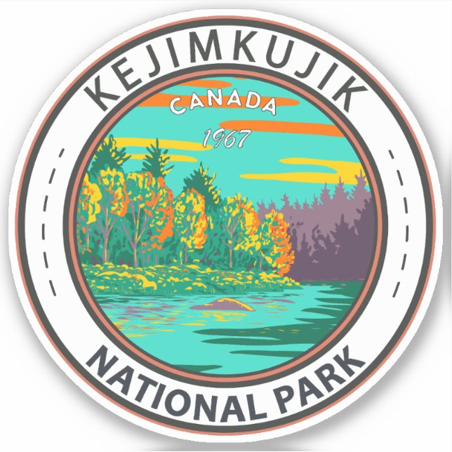 Sticker Le parc national Kejimkujik Brook Canada Rétro (Devant)