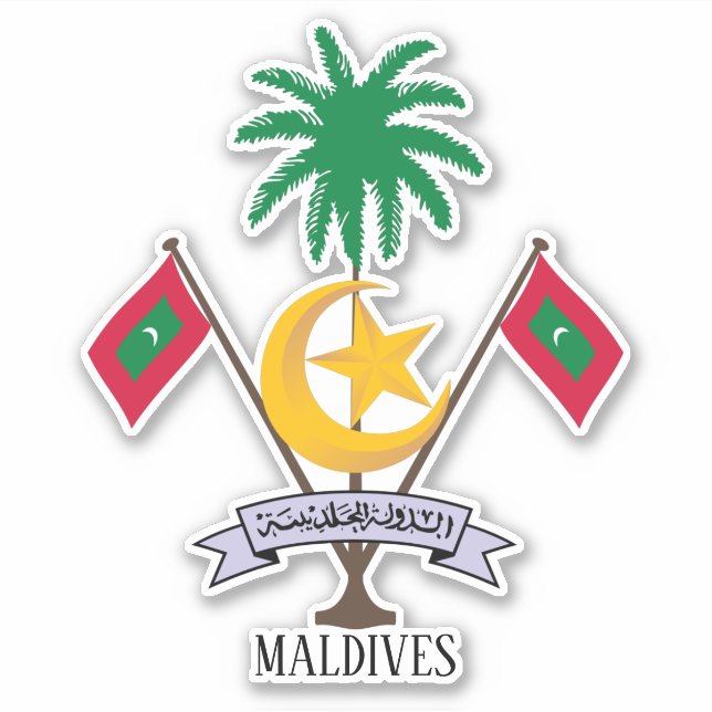 Sticker Le patriotique de l'emblème national des Maldives (Devant)