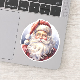 Sticker Le Père Noël rétro dans un Noël Casquette rouge