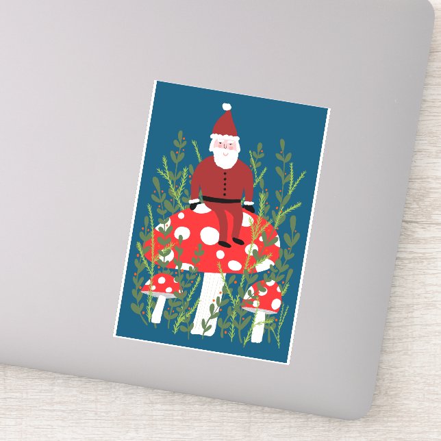 Sticker Le Père Noël sur le champignon magique PERSONNALIS (Détail)