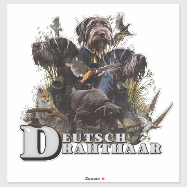 Sticker Le pointeur À poils durs allemand (Feuille)