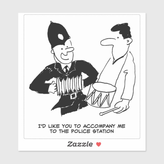 Sticker Le policier a Accordion Cartoon. (Feuille)