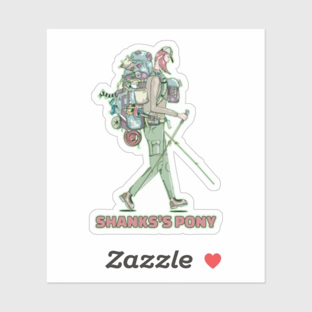 Sticker Le poney de Shanks randonneur drôle marche (Feuille)