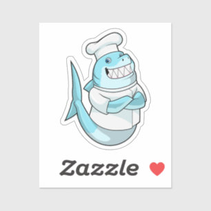 Sticker Le requin comme chef avec tablier de Cuisine