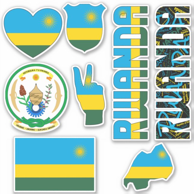 Sticker Le Rwanda Extraordinaire forme les symboles nation (Devant)