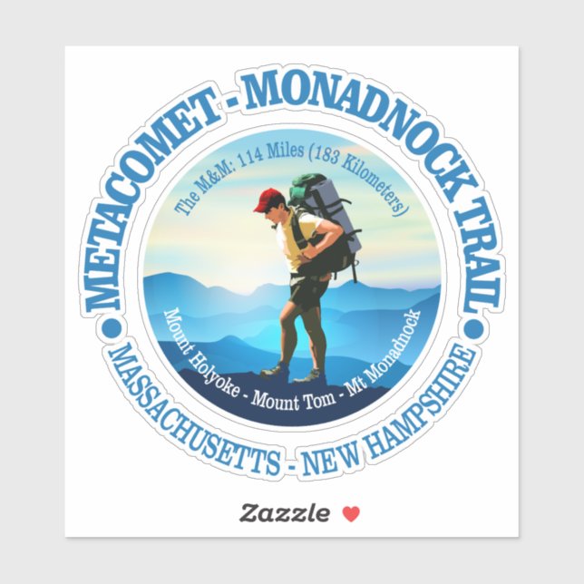 Sticker Le sentier Metacomt-Monadnock (Hiker C) (Feuille)