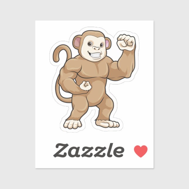 Sticker Le singe comme culturiste au Bodybuilding (Feuille)