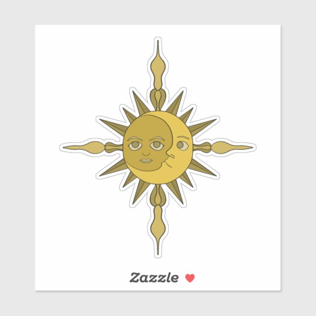 Sticker Le soleil et la lune (Feuille)