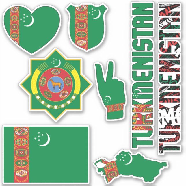 Sticker Le Turkménistan Extraordinaire forme des symboles  (Devant)