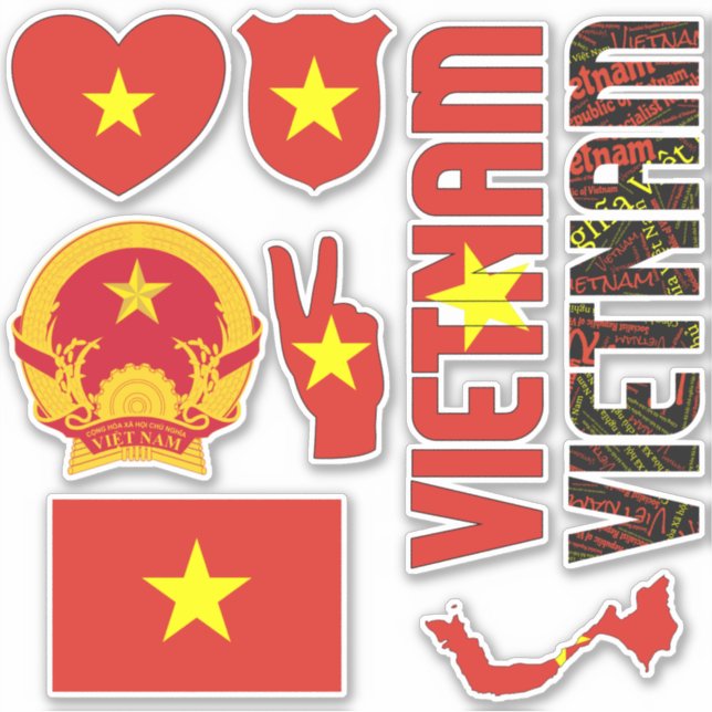 Sticker Le Vietnam Extraordinaire forme les symboles natio (Devant)