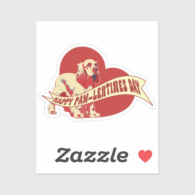 Sticker Le Vinyl de la Fête du Cocker Spaniel Pawlentine (Feuille)