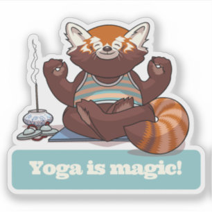 Sticker Le yoga du panda roux est magique ! Art de méditat