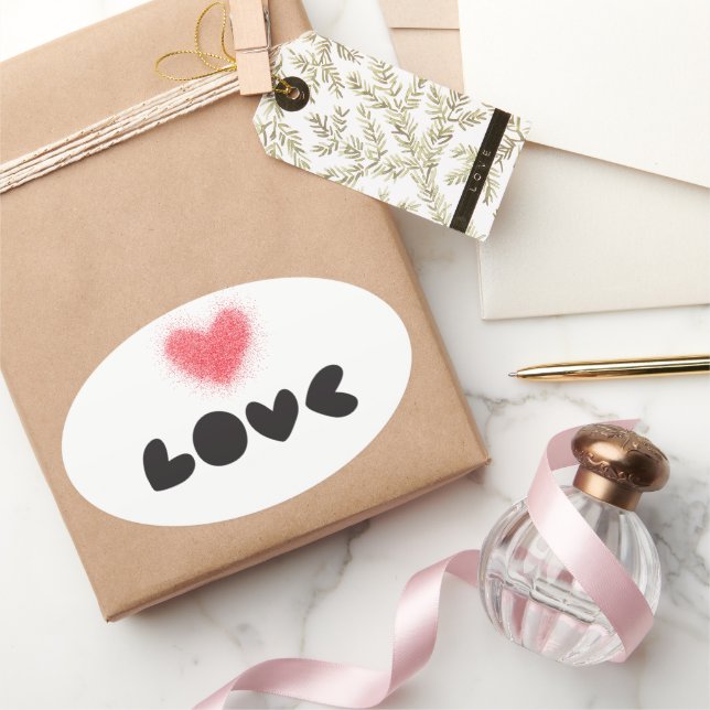 Sticker, Lebel - Red Love Oval Sticker (Gifting)