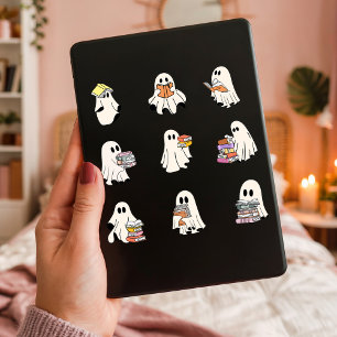 Sticker Lecture Cute Ghosts Pack Éffrayant Book Lovers Feu