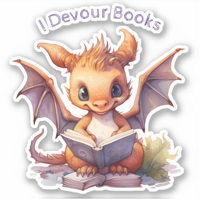 Sticker *~* Lecture de Dragon Bébé - I DEVOUR LIVRES AP88 (Devant)