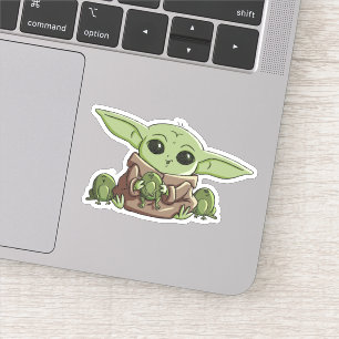 Sticker L'enfant jouant avec des grenouilles esquisse d'ar