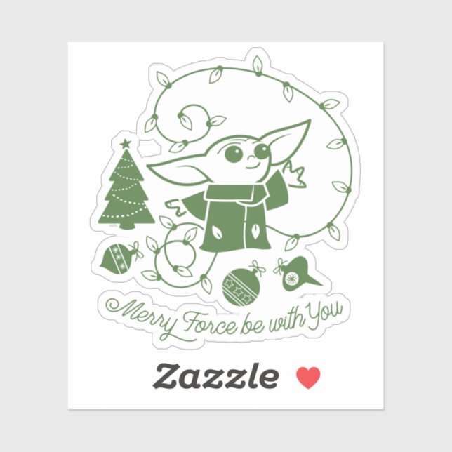 Sticker L'enfant | Merry Force be with You - Vert (Feuille)