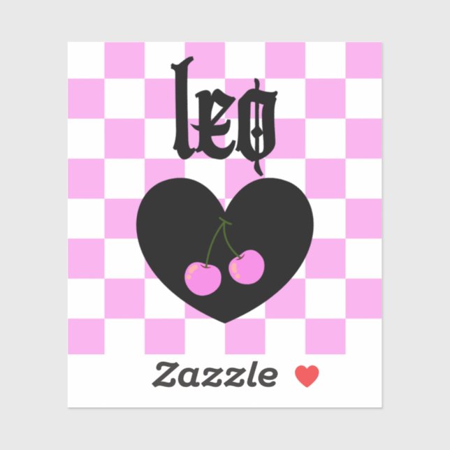 Sticker Leo Gothique esthétique À damiers cerisier Art (Feuille)