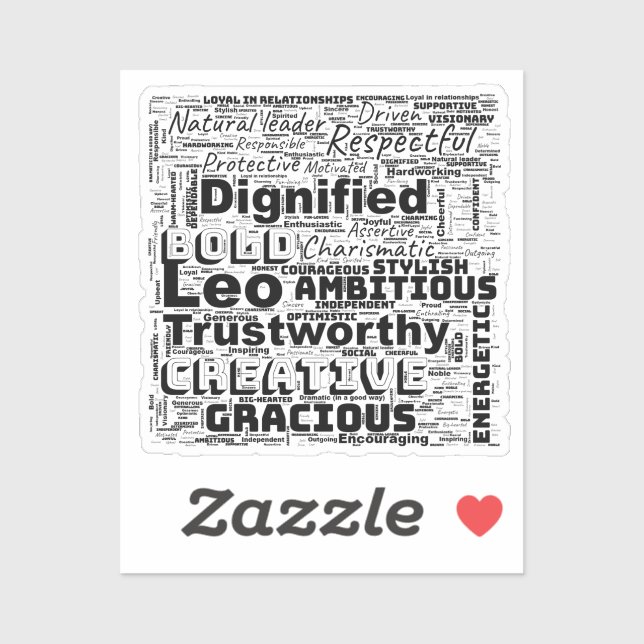 Sticker Leo Zodiac Word Cloud Inspiration Vinyl (Feuille)