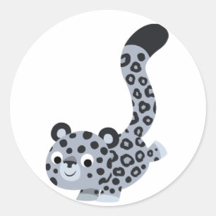 Sticker Léopard À Neige Cartoon Mignonne Landing