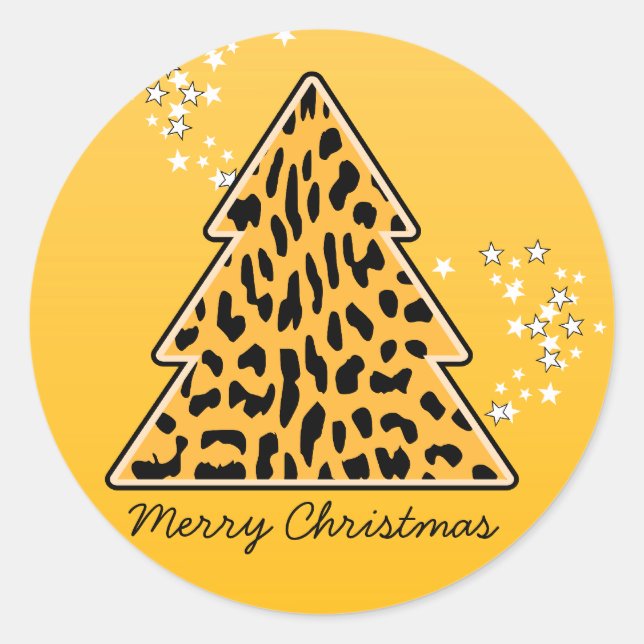 Sticker Leopard cheetah Christmas Tree (Devant)