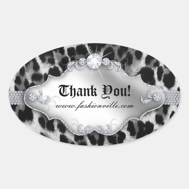 Sticker Leopard de mode Bijoux Blanc Noir (Devant)