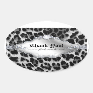 Sticker Leopard de mode Bijoux Blanc Noir
