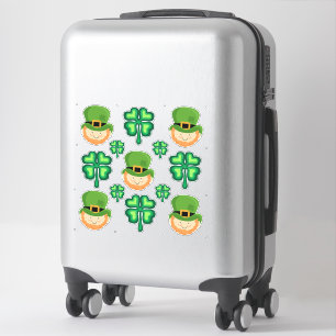 Sticker Leprechauns irlandais et shamrocks chanceux