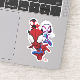 Sticker L'équipe Spidey se balançant à travers la ville