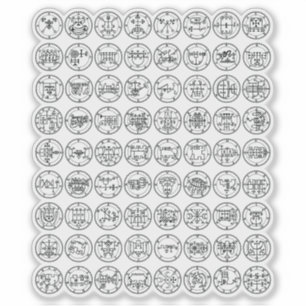 Sticker Les 72 Sigles Démon D'Ars Goetia (Noir)