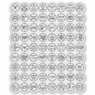 Sticker Les 72 Sigles Démon D'Ars Goetia (Noir)